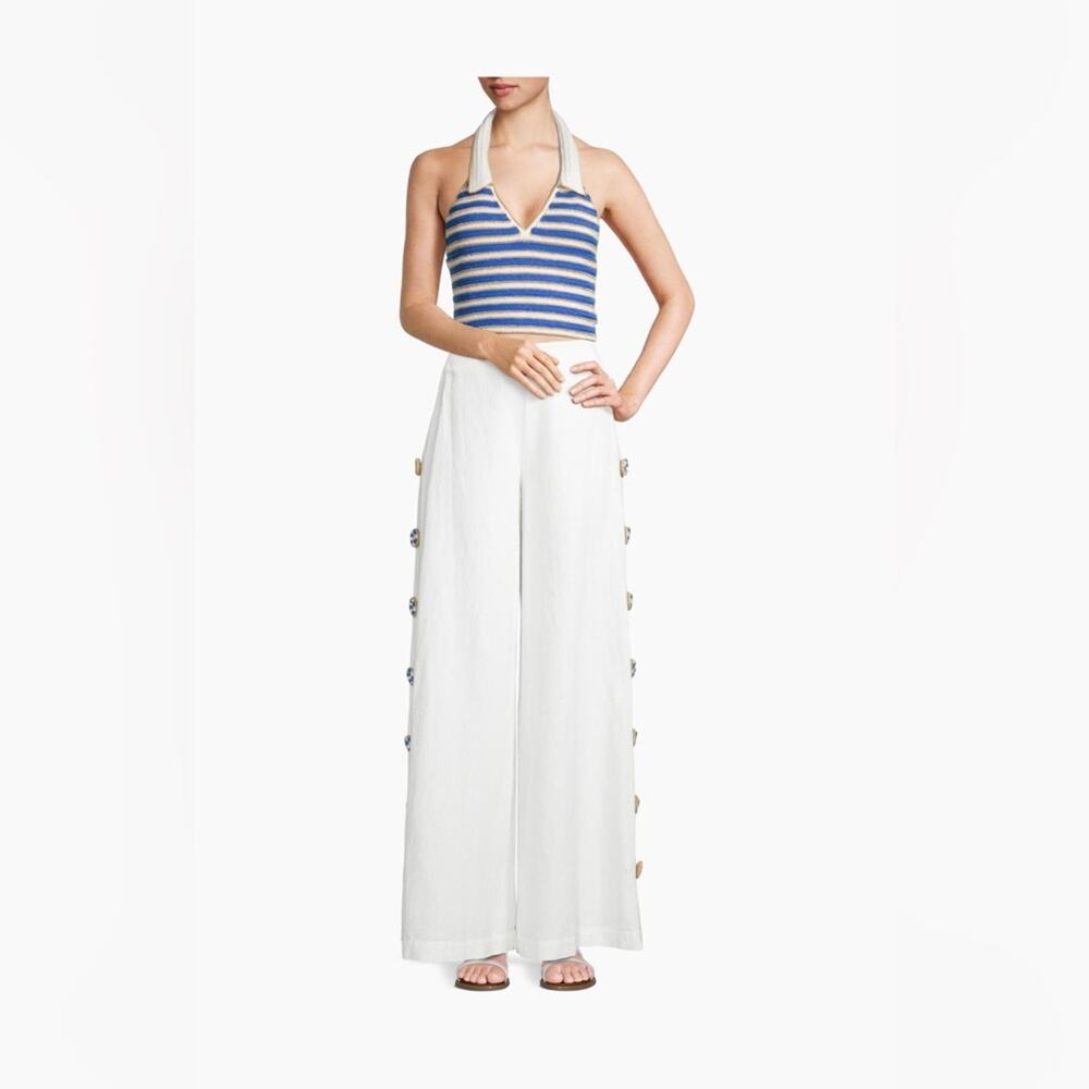 My Beachy Side Ali Crochet Striped Halter Top Small Navy - Picture 4 of 12
